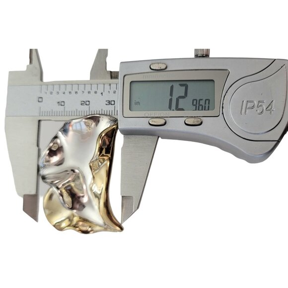 David Varsano Modernist Sterling Silver Large Wavy Brutalist Clip Earrings,E963 - Picture 12 of 13